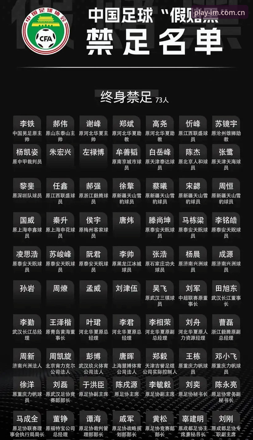 中国足球整顿操作教程——解读足协第三批禁足名单与行业影响